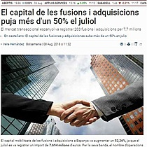 El capital de les fusions i adquisicions puja ms d'un 50% el juliol